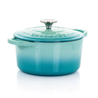 Casserole en fonte émaillée de 3 quarts de litre, couleur bleu sarcelle arctique