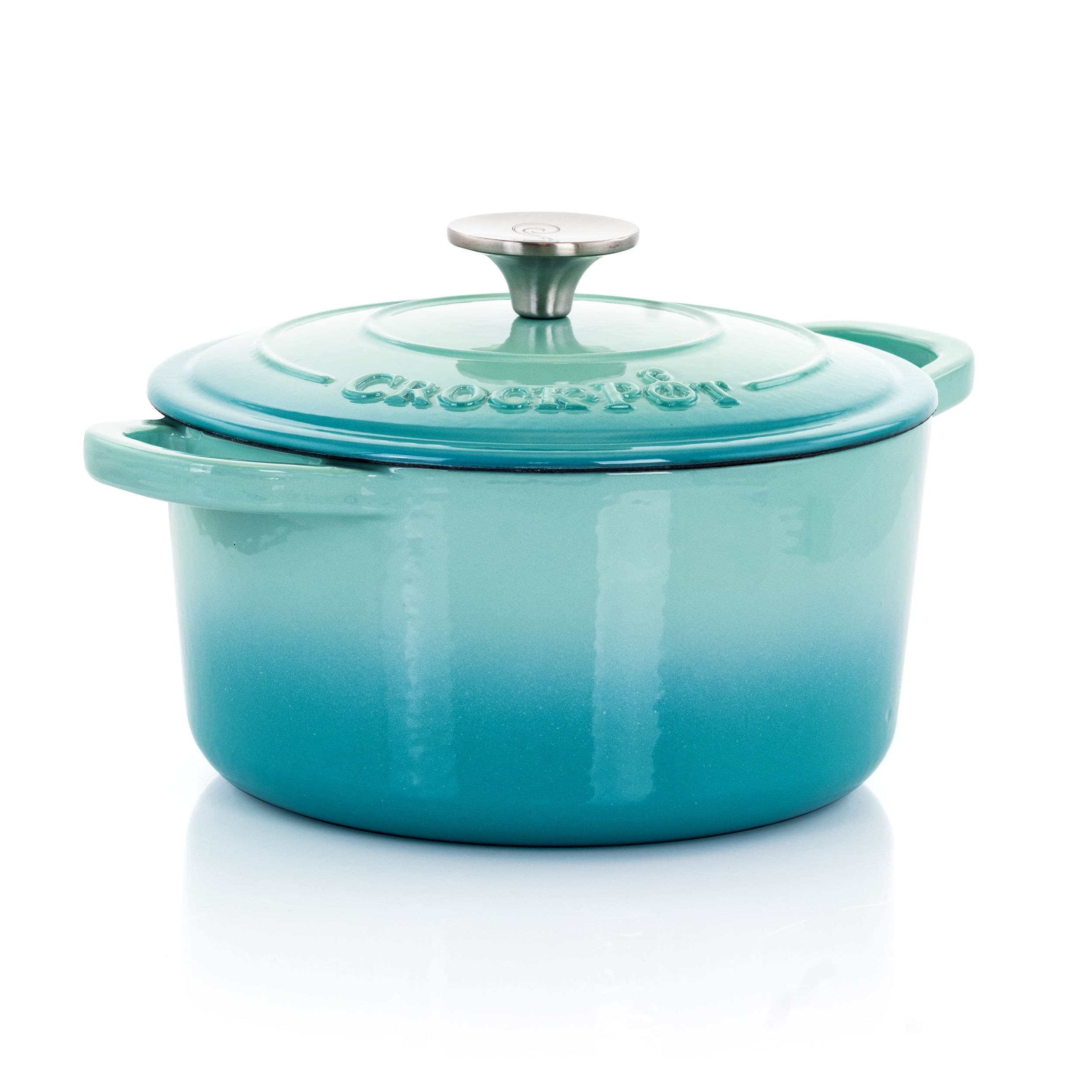 Casserole en fonte émaillée de 3 quarts de litre, couleur bleu sarcelle arctique