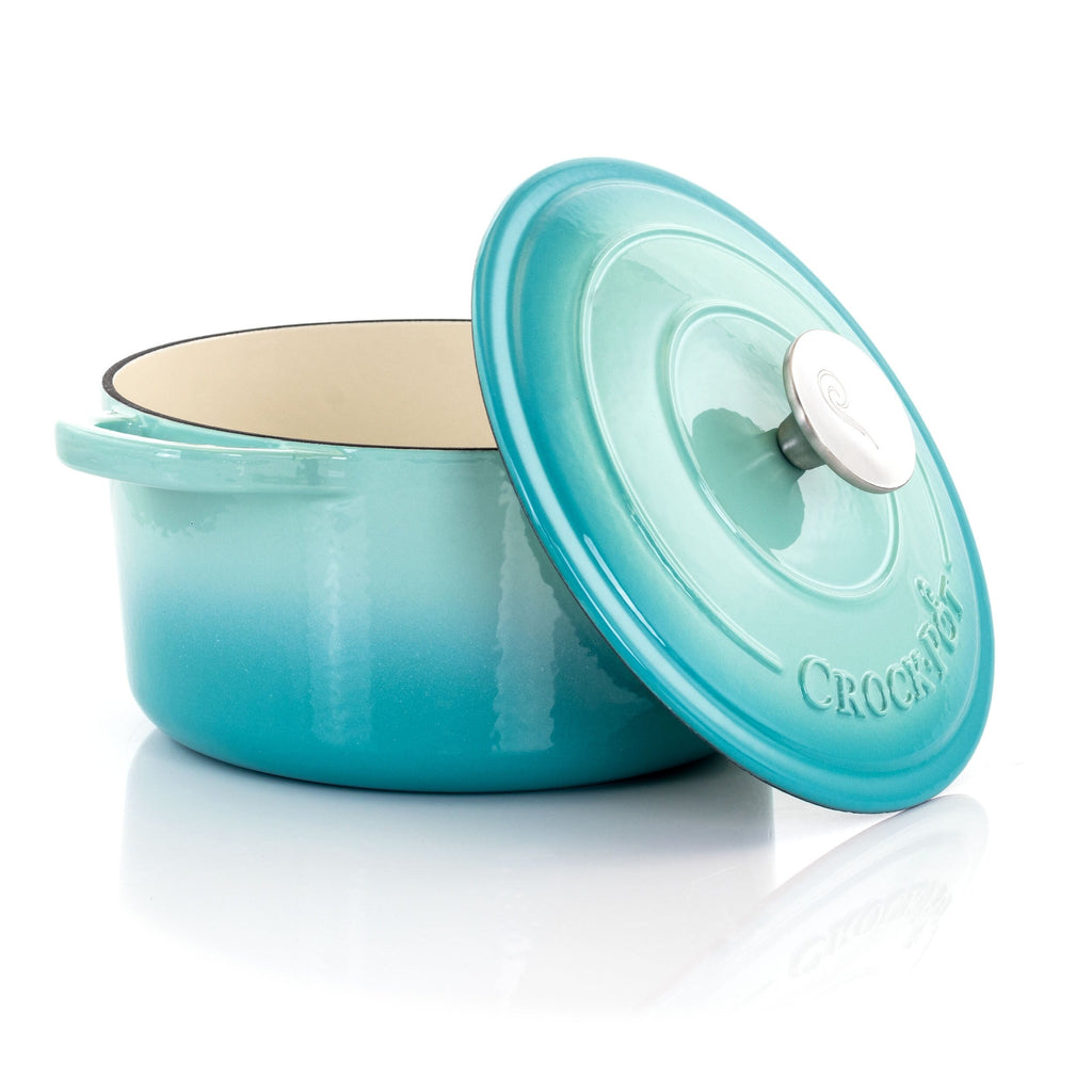 Casserole en fonte émaillée de 3 quarts de litre, couleur bleu sarcelle arctique