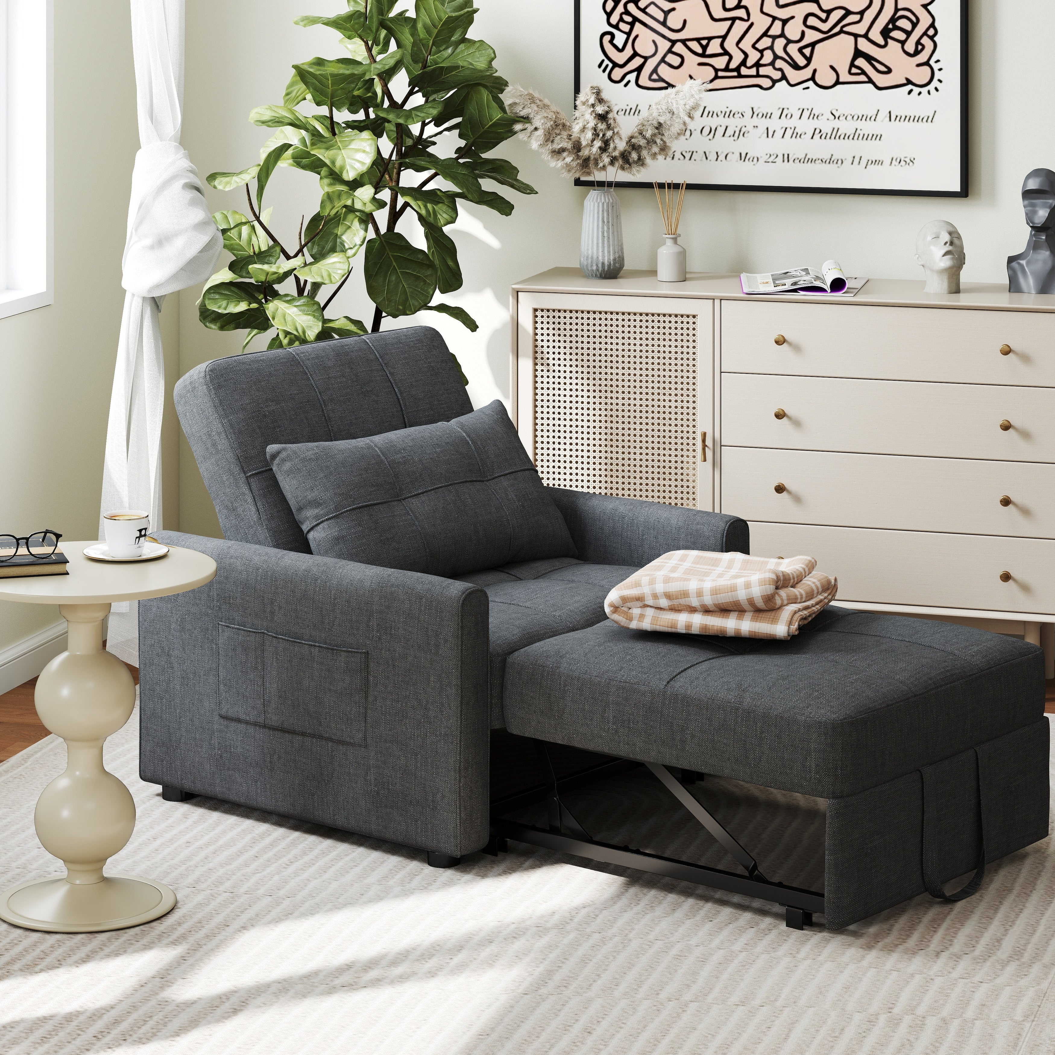 Canapé-lit convertible 3-en-1, canapé-lit escamotable, lit pliable pour salon.