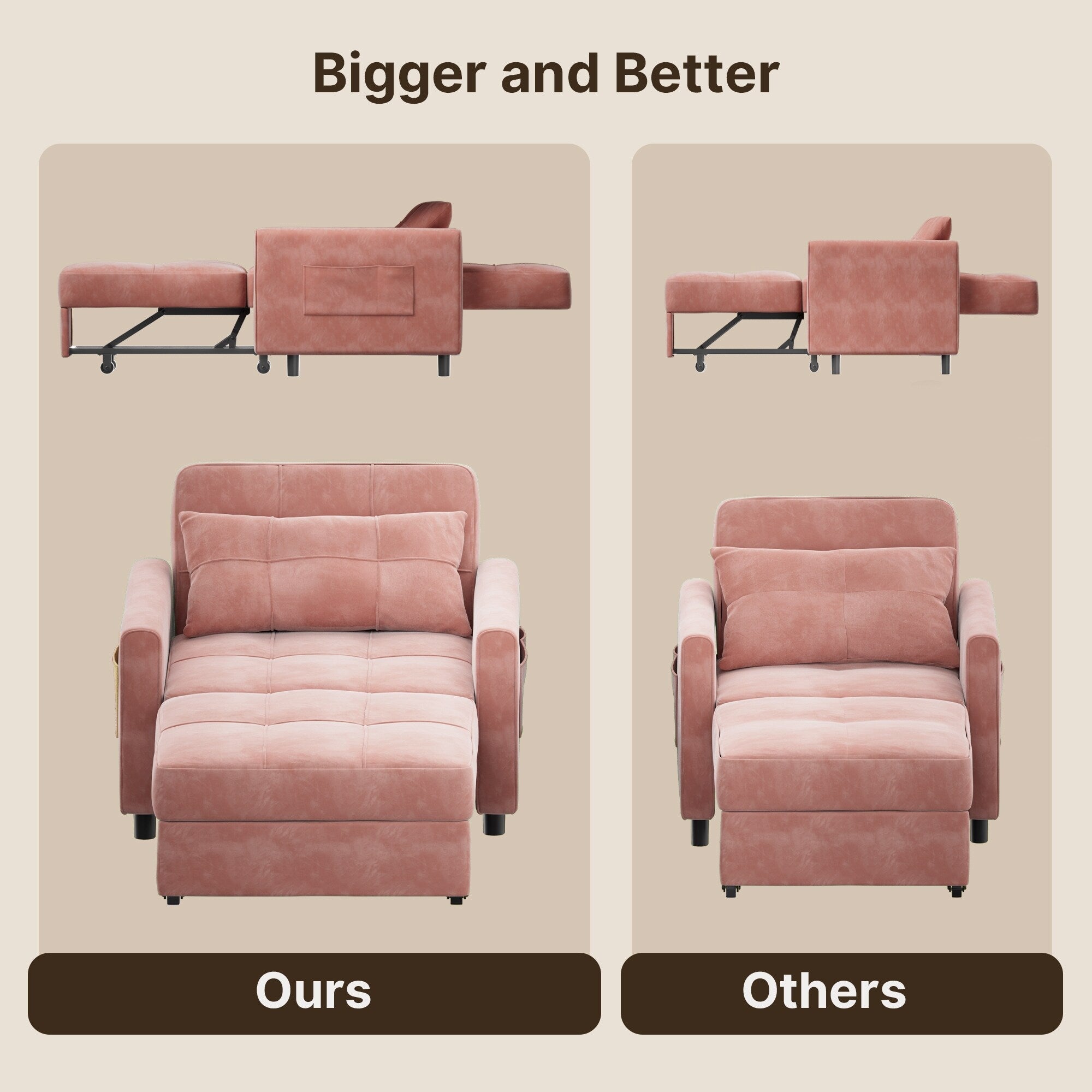 Canapé-lit convertible 3-en-1, canapé-lit escamotable, lit pliable pour salon.