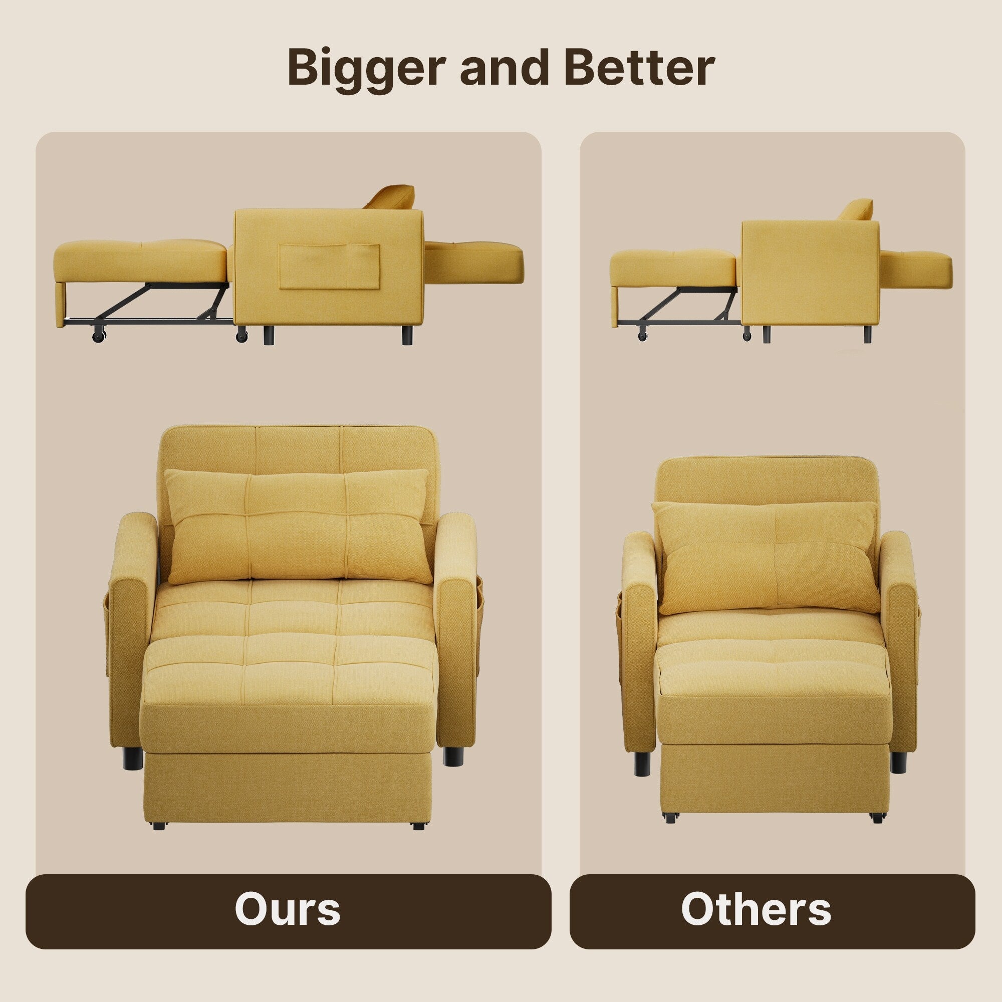 Canapé-lit convertible 3-en-1, canapé-lit escamotable, lit pliable pour salon.