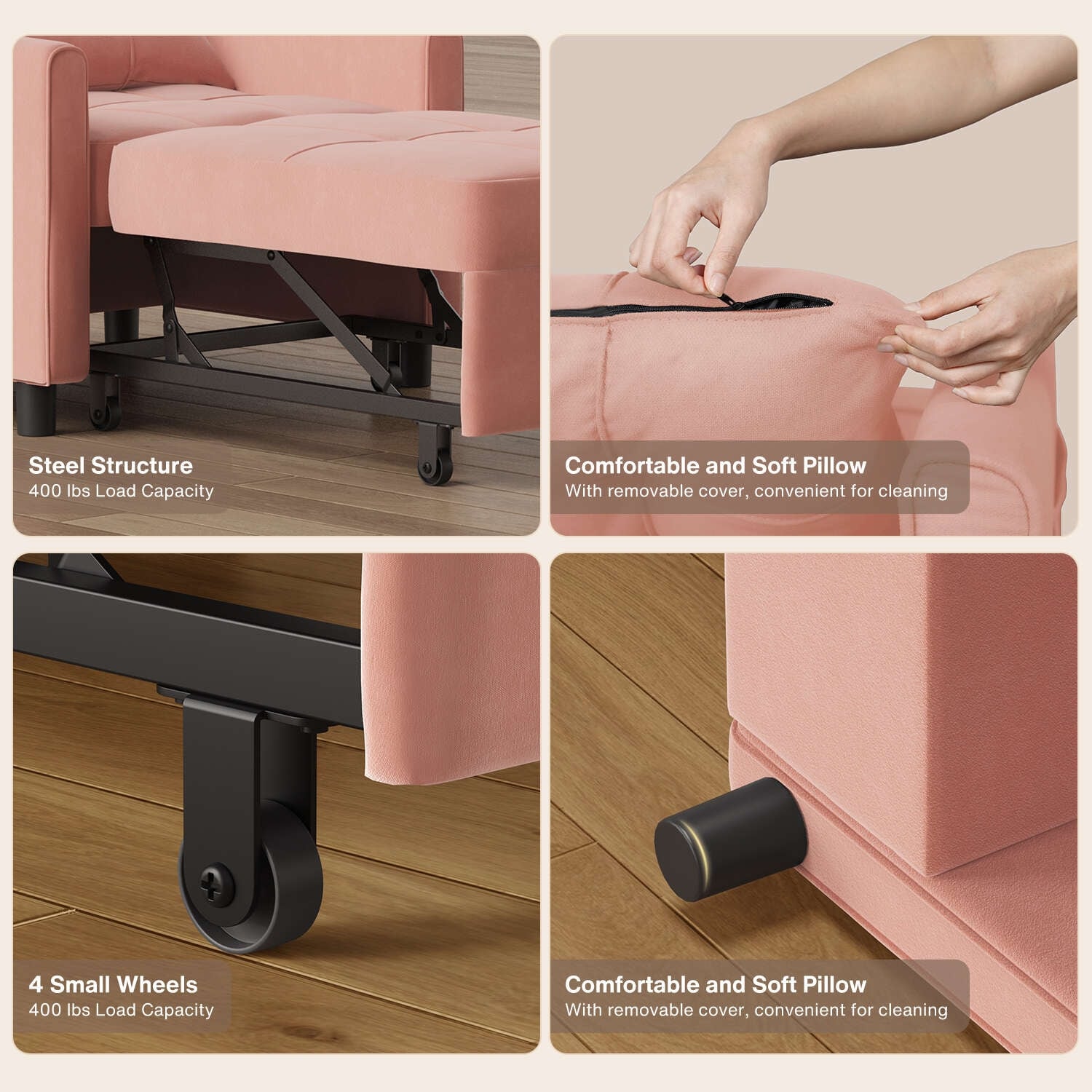 Canapé-lit convertible 3-en-1, canapé-lit escamotable, lit pliable pour salon.