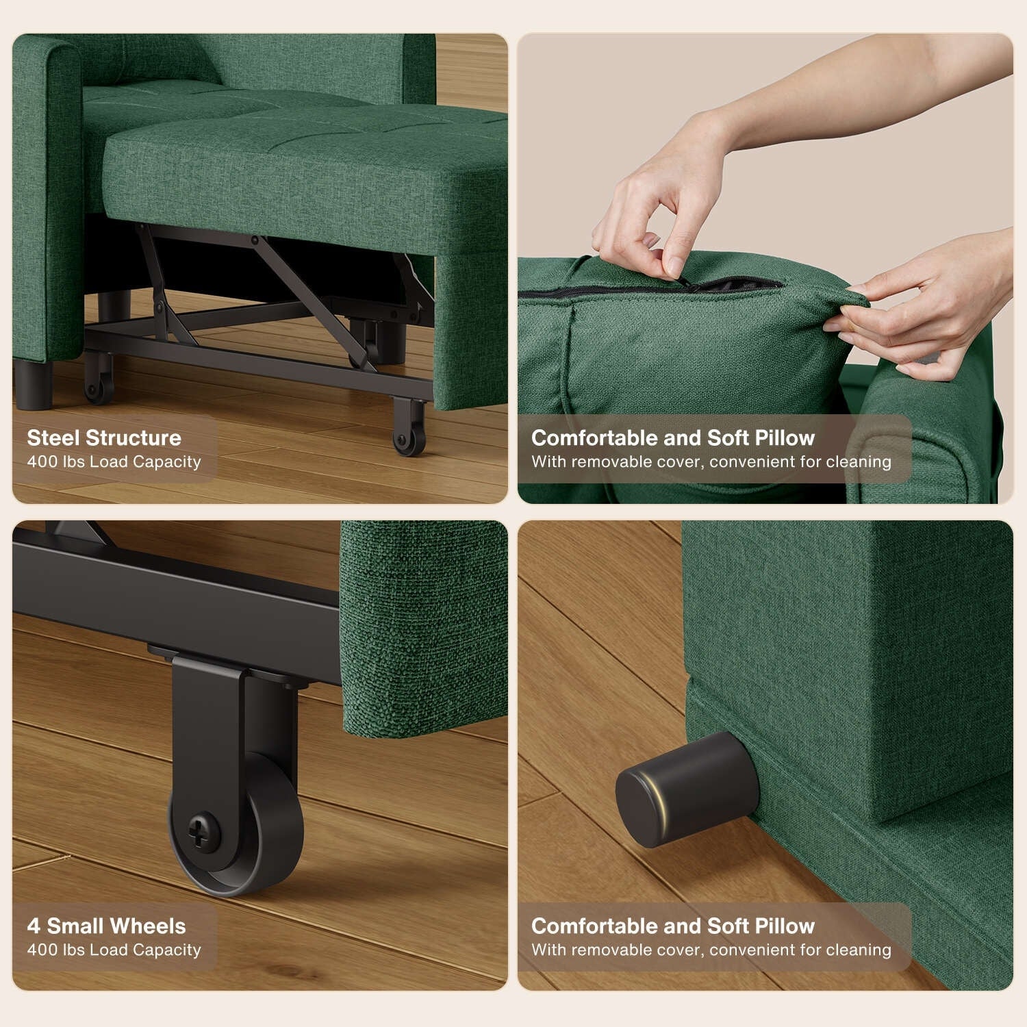 Canapé-lit convertible 3-en-1, canapé-lit escamotable, lit pliable pour salon.