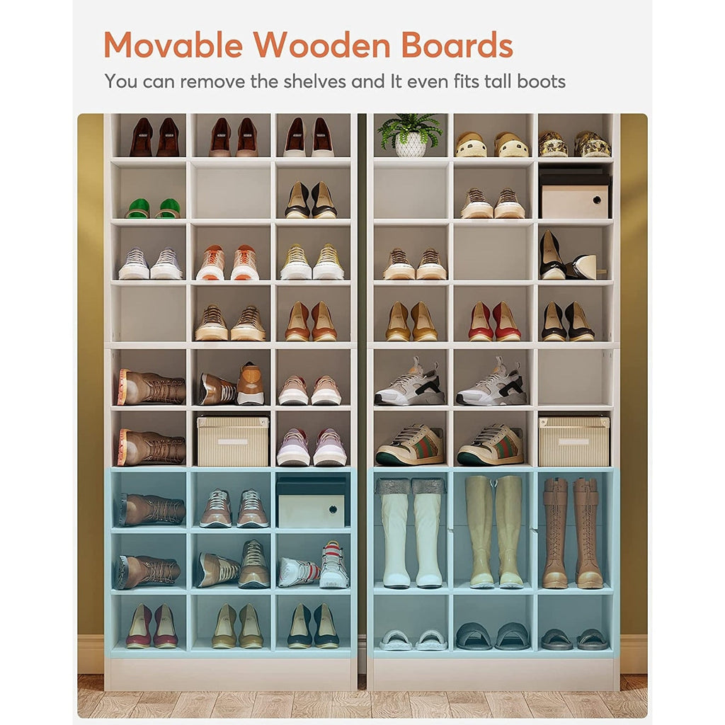 Meuble à chaussures haut pour 30 paires, étagère à chaussures en bois blanc à 10 niveaux pour placard, entrée - 10 niveaux