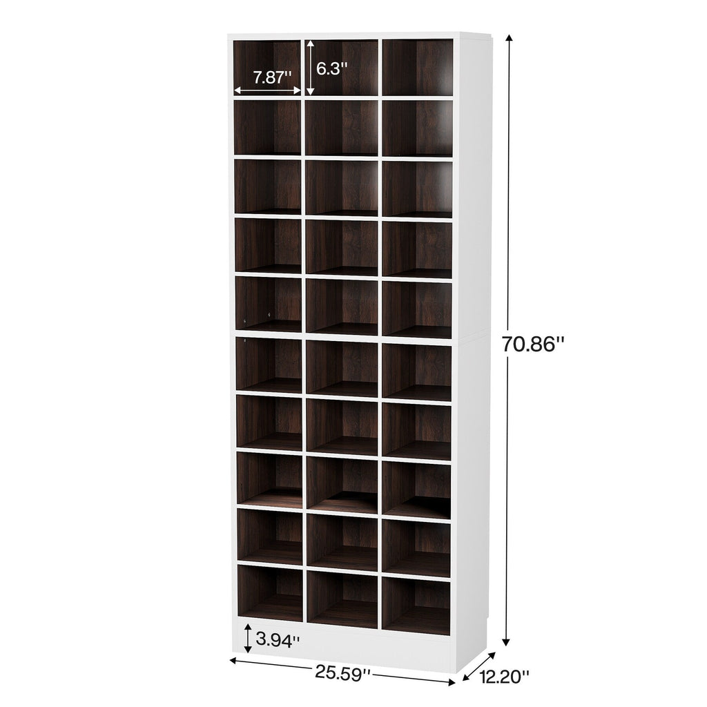 Meuble à chaussures haut pour 30 paires, étagère à chaussures en bois blanc à 10 niveaux pour placard, entrée - 10 niveaux