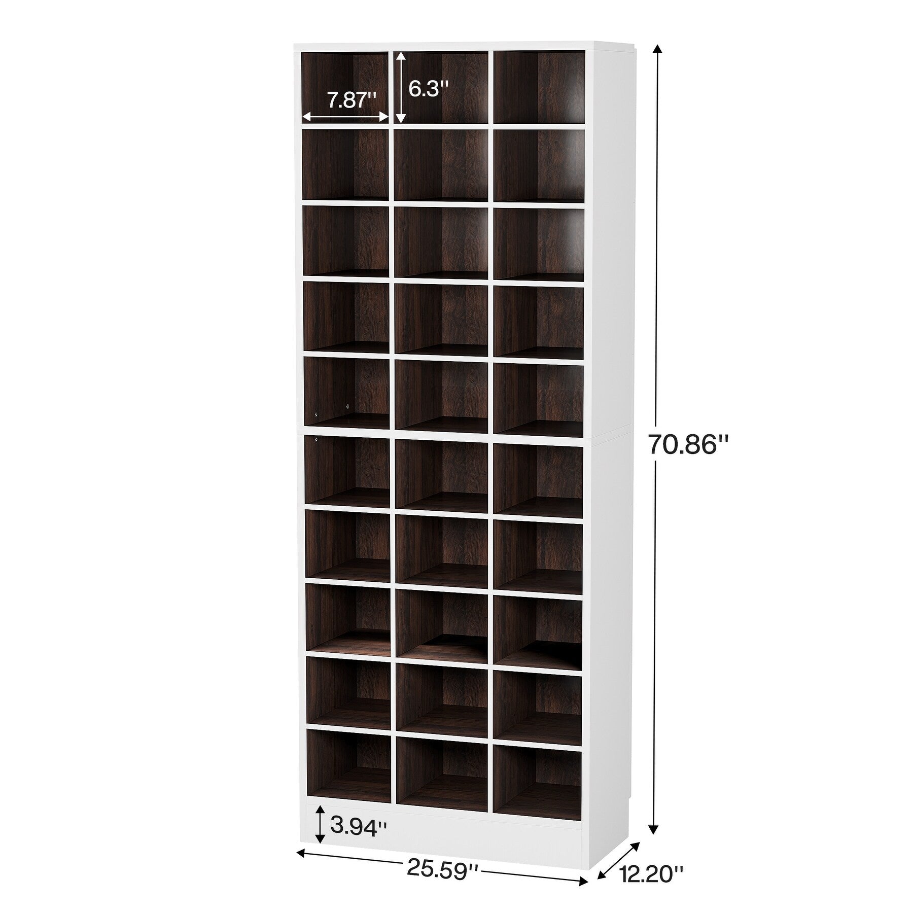 Meuble à chaussures haut pour 30 paires, étagère à chaussures en bois blanc à 10 niveaux pour placard, entrée - 10 niveaux