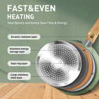 Ensemble de 30 pièces de cuisine en granit, comprenant des casseroles et des poêles antiadhésives.