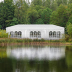 Caravane Pop-up en Oxford 30x10 pi avec 8 sacs de sable et 8 parois latérales avec auvent de type remorqueur - 30x10x8,8 pi (Lxlh)