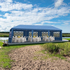 Caravane Pop-up en Oxford 30x10 pi avec 8 sacs de sable et 8 parois latérales avec auvent de type remorqueur - 30x10x8,8 pi (Lxlh)