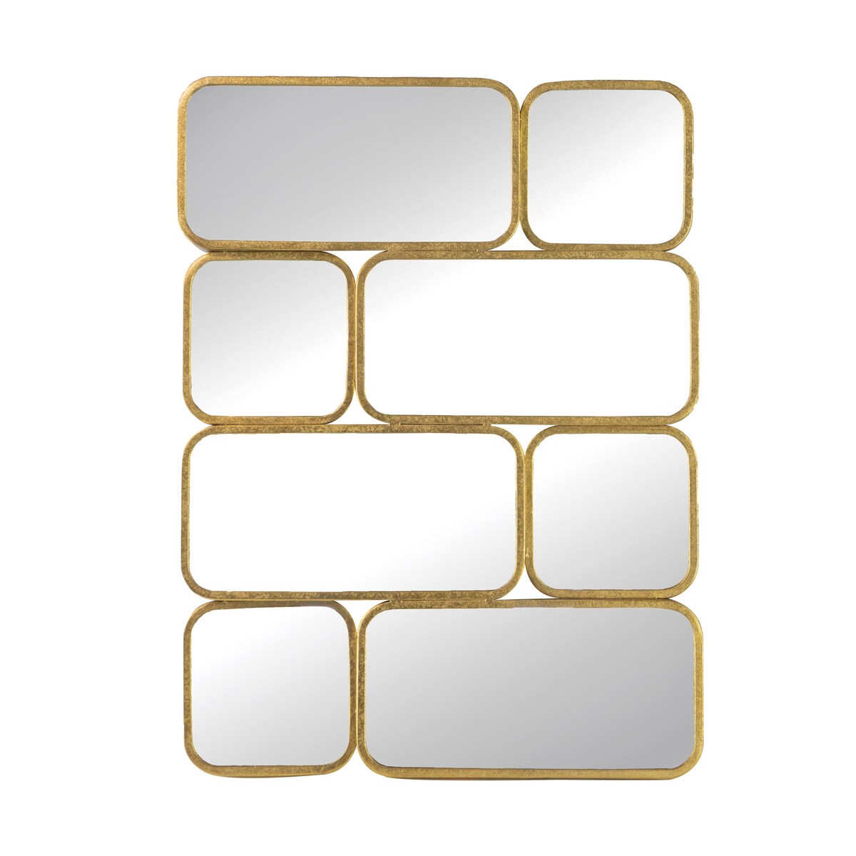 Miroir mural décoratif de luxe de 81 cm (32 pouces), avec 8 cadres incurvés en métal doré.