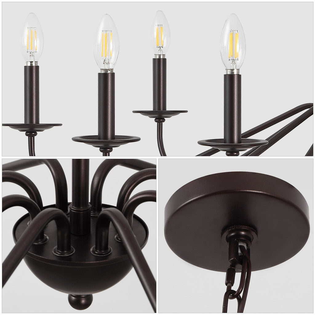 34.75 Lustre LED en fer à 6 lumières, par JONATHAN Y