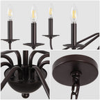 34.75 Lustre LED en fer à 6 lumières, par JONATHAN Y