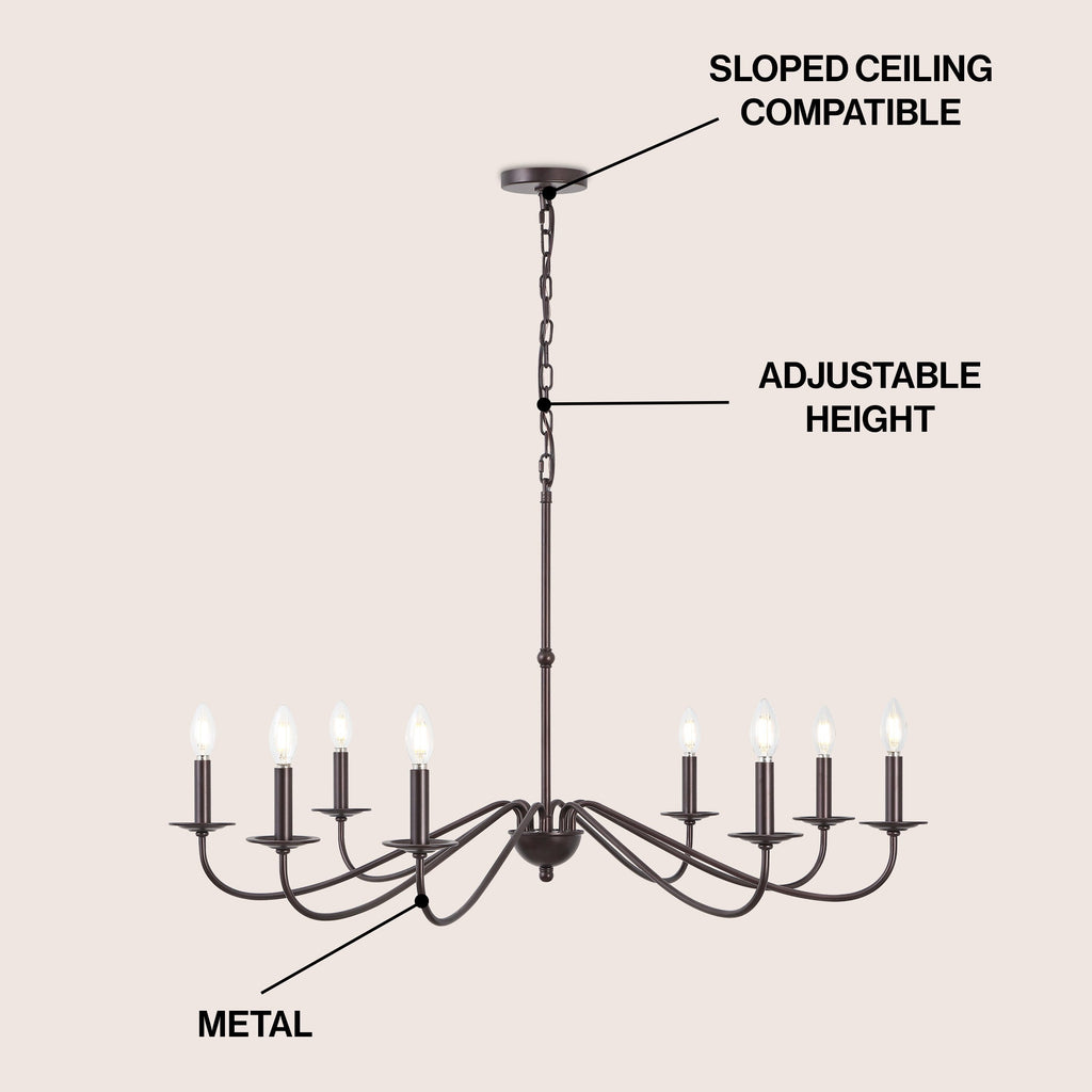 34.75 Lustre LED en fer à 6 lumières, par JONATHAN Y