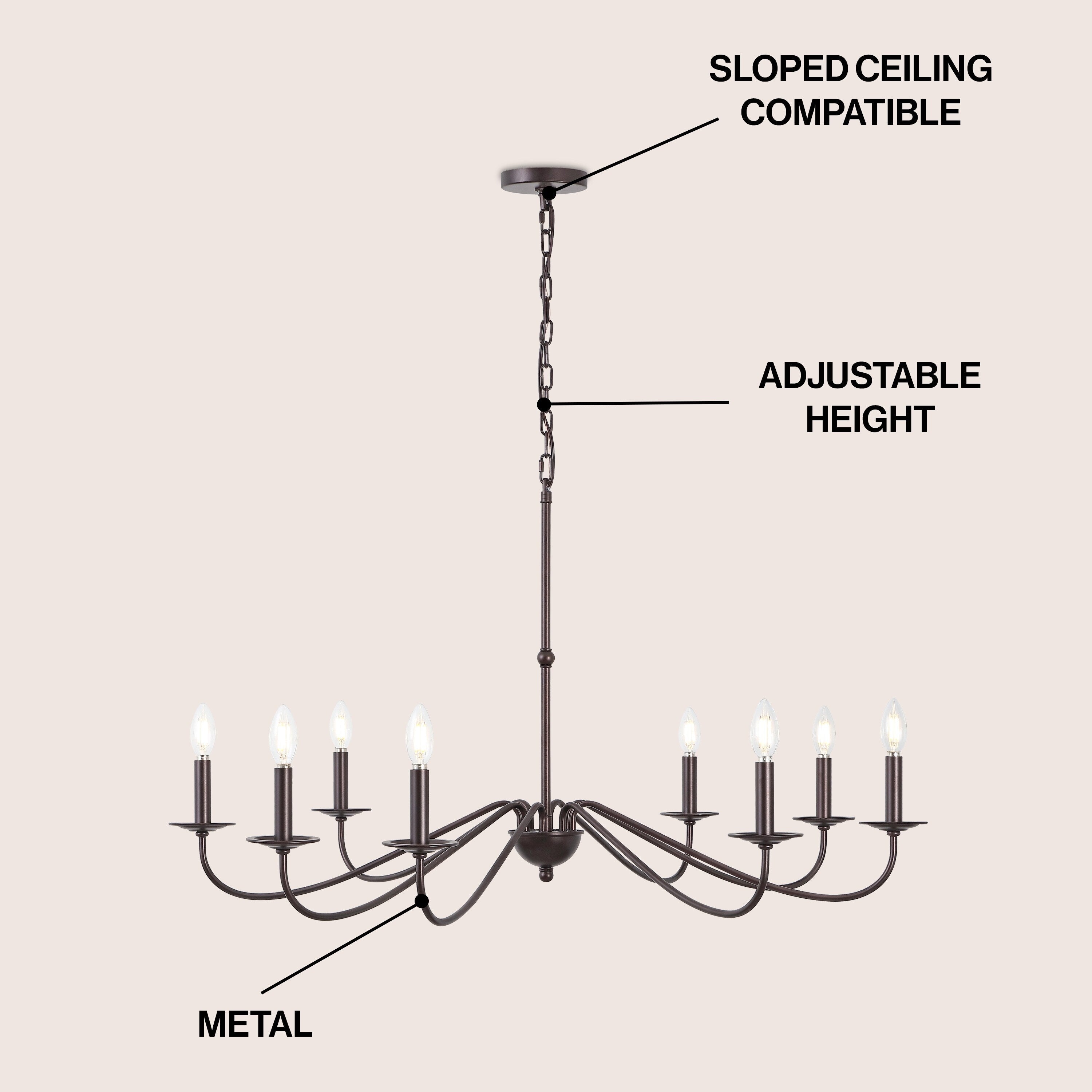 34.75 Lustre LED en fer à 6 lumières, par JONATHAN Y
