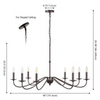 34.75 Lustre LED en fer à 6 lumières, par JONATHAN Y