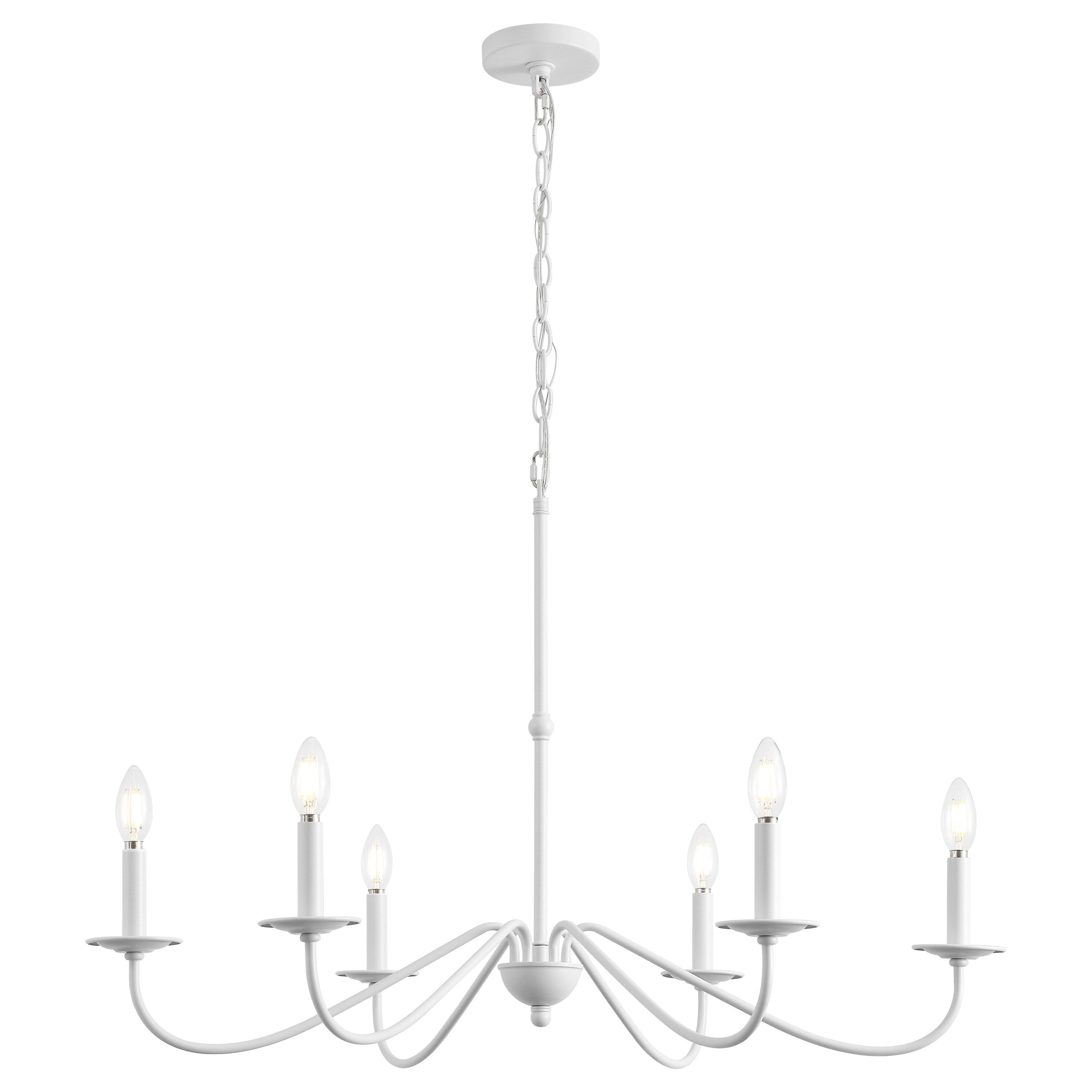 34.75 Lustre LED en fer à 6 lumières, par JONATHAN Y