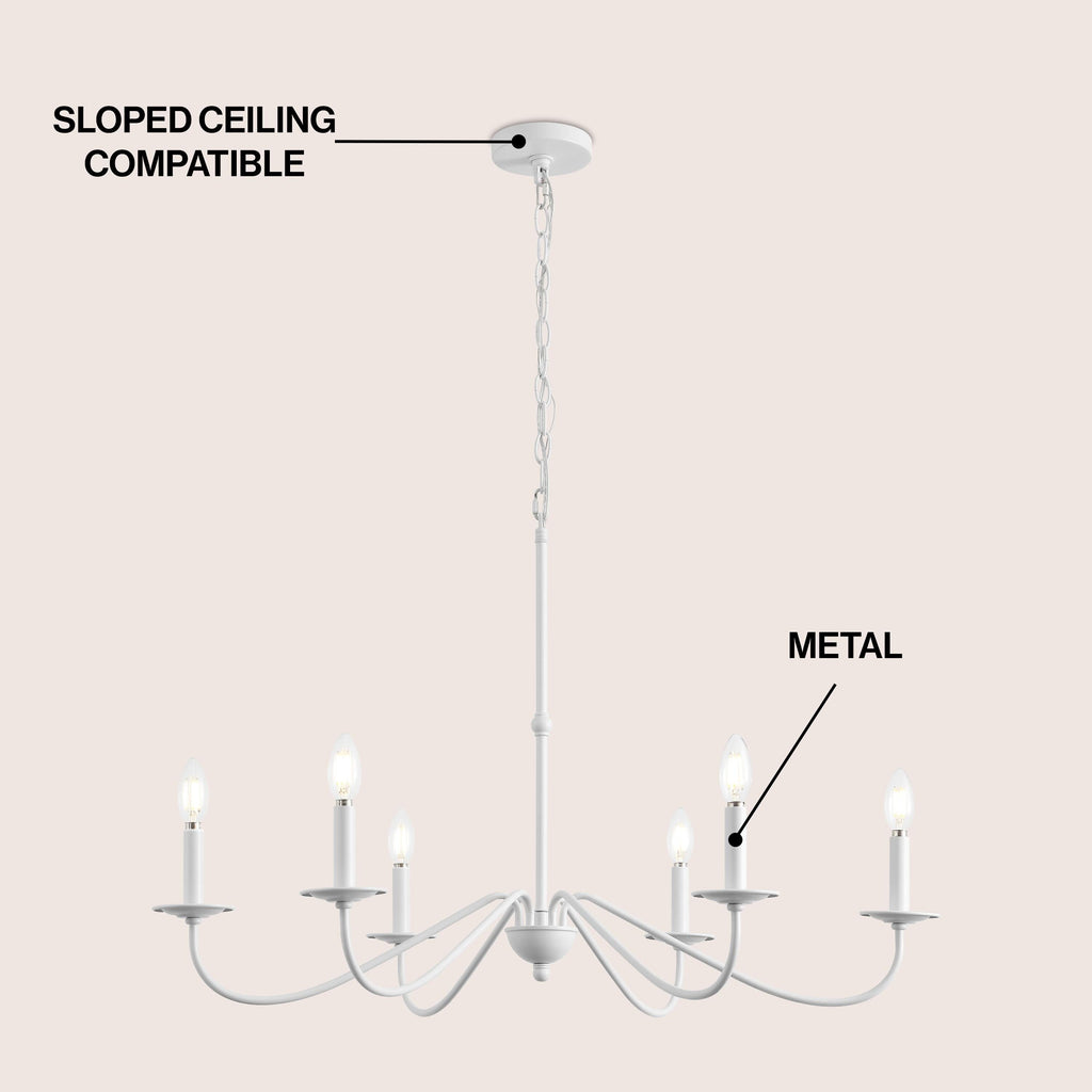 34.75 Lustre LED en fer à 6 lumières, par JONATHAN Y