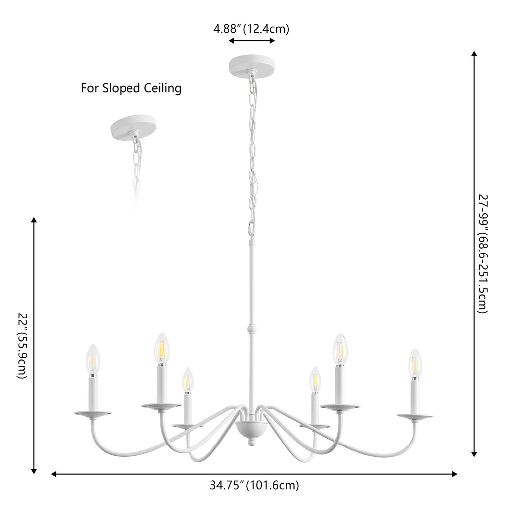 34.75 Lustre LED en fer à 6 lumières, par JONATHAN Y