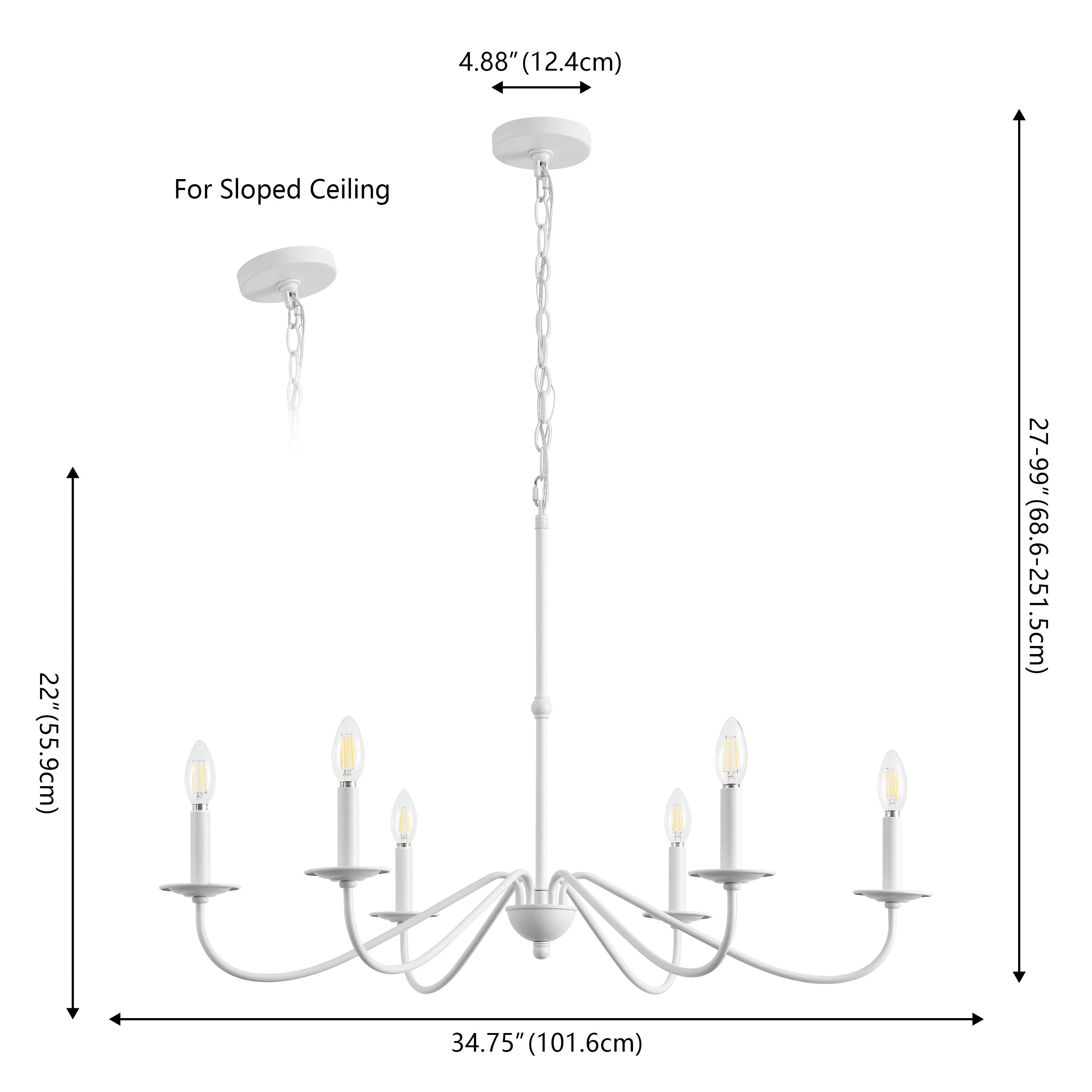 34.75 Lustre LED en fer à 6 lumières, par JONATHAN Y