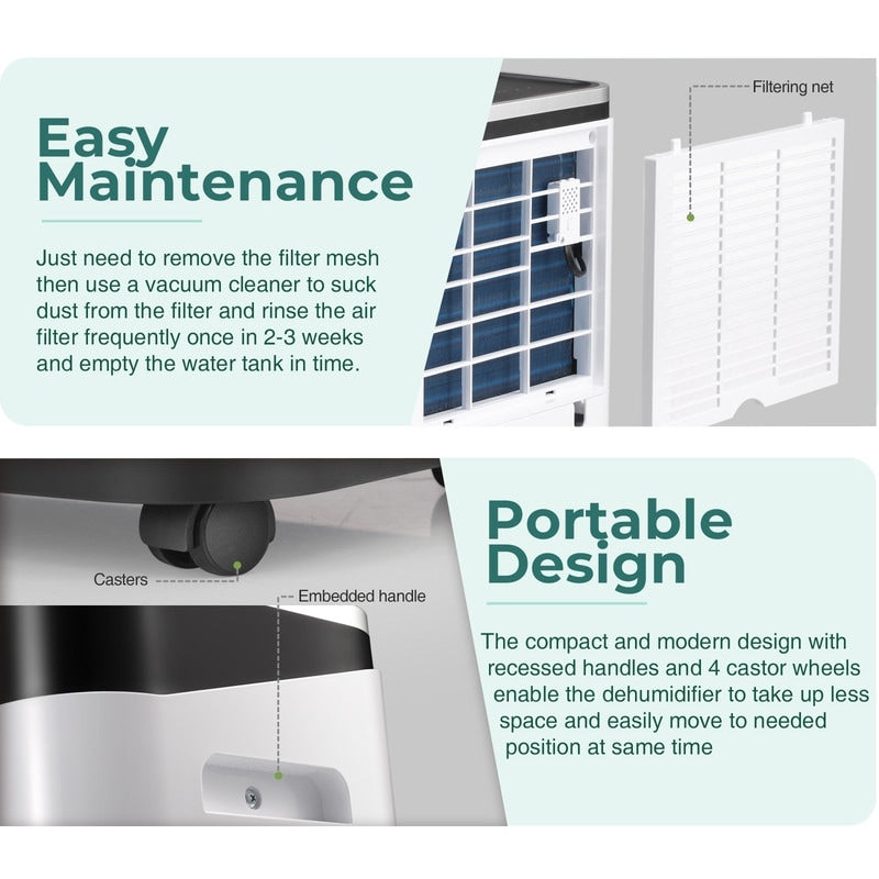 Déshumidificateurs pour sous-sols, maisons, grandes pièces et chambres à coucher, déshumidificateur de garage à faible bruit, capacité de 3500 pieds carrés.