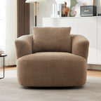 Fauteuil pivotant à 360°, fauteuil d'appoint en bouclette de 38,2 cm avec coussin décoratif, fauteuil-canapé rembourré avec accoudoirs incurvés