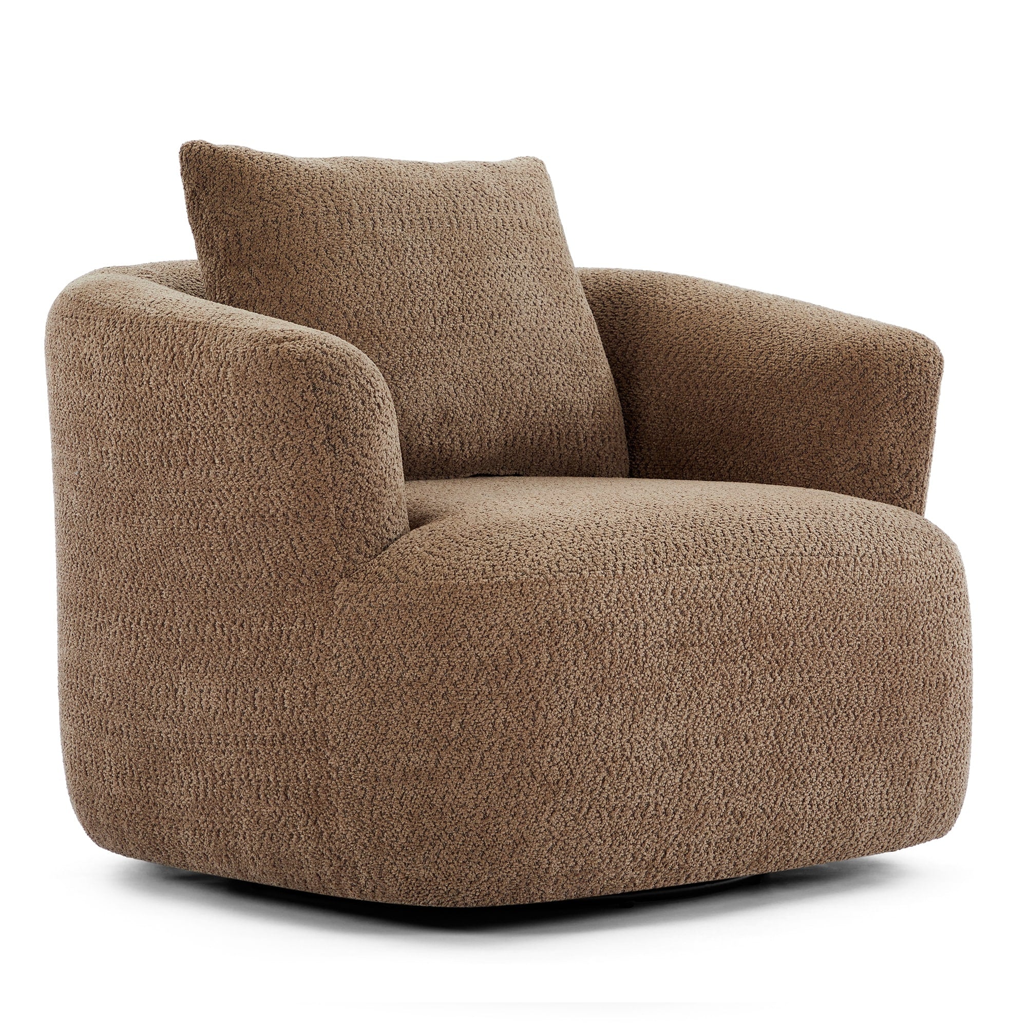 Fauteuil pivotant à 360°, fauteuil d'appoint en bouclette de 38,2 cm avec coussin décoratif, fauteuil-canapé rembourré avec accoudoirs incurvés