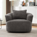 Fauteuil pivotant à 360°, fauteuil d'appoint en bouclette de 38,2 cm avec coussin décoratif, fauteuil-canapé rembourré avec accoudoirs incurvés