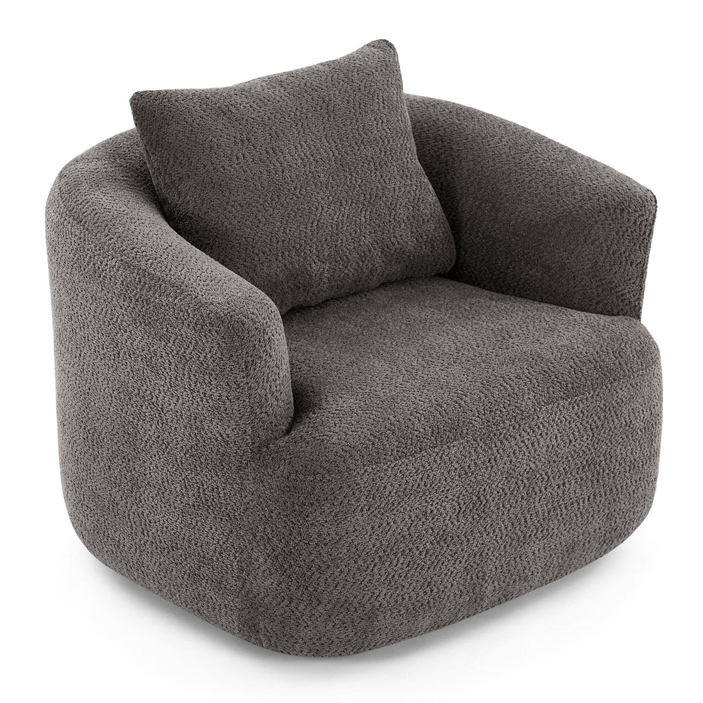 Fauteuil pivotant à 360°, fauteuil d'appoint en bouclette de 38,2 cm avec coussin décoratif, fauteuil-canapé rembourré avec accoudoirs incurvés