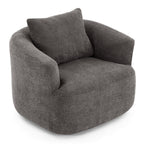 Fauteuil pivotant à 360°, fauteuil d'appoint en bouclette de 38,2 cm avec coussin décoratif, fauteuil-canapé rembourré avec accoudoirs incurvés