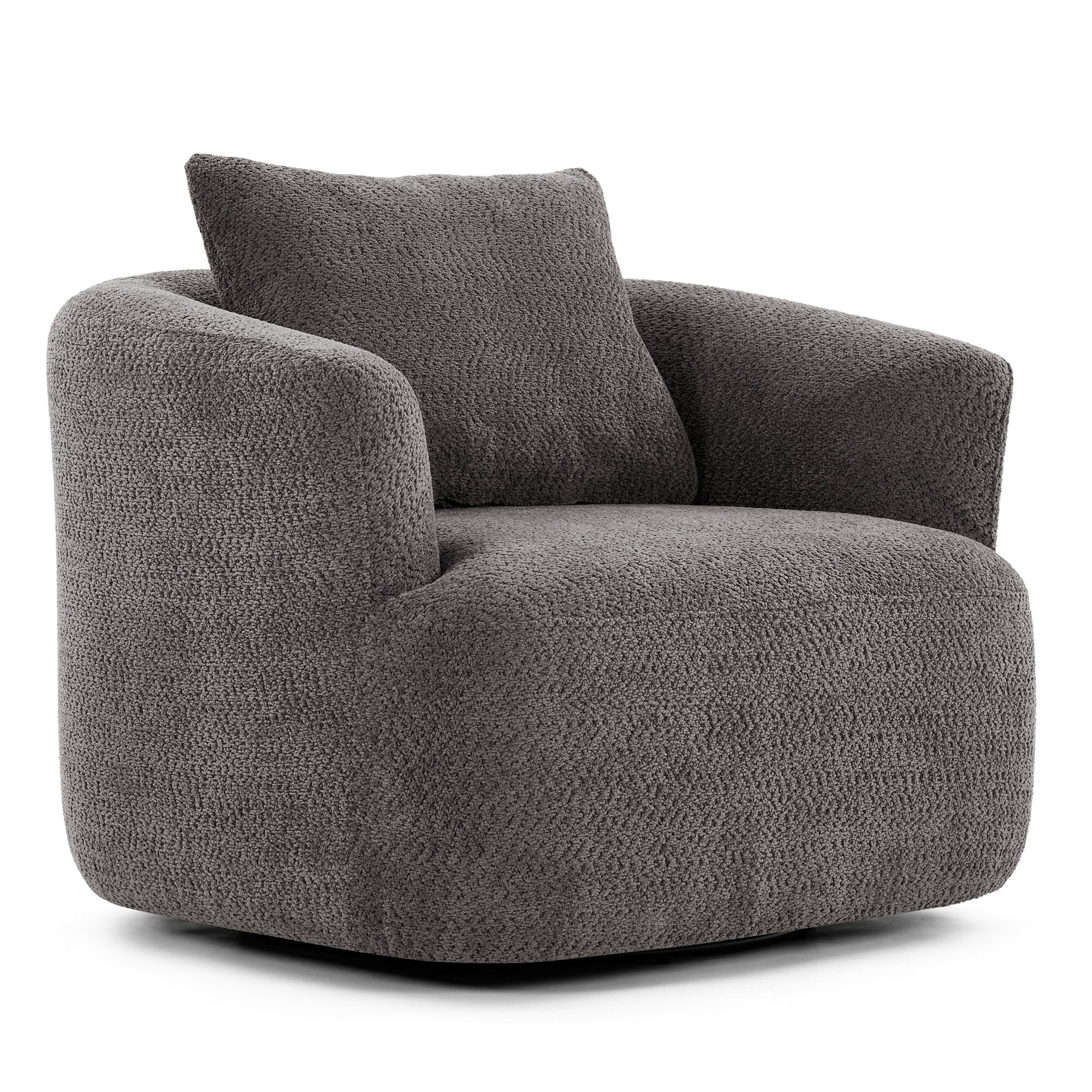 Fauteuil pivotant à 360°, fauteuil d'appoint en bouclette de 38,2 cm avec coussin décoratif, fauteuil-canapé rembourré avec accoudoirs incurvés