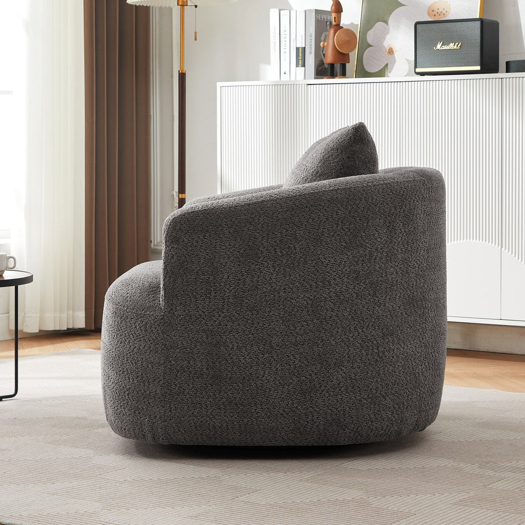 Fauteuil pivotant à 360°, fauteuil d'appoint en bouclette de 38,2 cm avec coussin décoratif, fauteuil-canapé rembourré avec accoudoirs incurvés