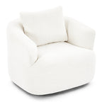 Fauteuil pivotant à 360°, fauteuil d'appoint en bouclette de 38,2 cm avec coussin décoratif, fauteuil-canapé rembourré avec accoudoirs incurvés