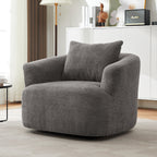 Fauteuil pivotant à 360°, fauteuil d'appoint en bouclette de 38,2 cm avec coussin décoratif, fauteuil-canapé rembourré avec accoudoirs incurvés