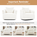 Fauteuil pivotant à 360°, fauteuil d'appoint en bouclette de 38,2 cm avec coussin décoratif, fauteuil-canapé rembourré avec accoudoirs incurvés