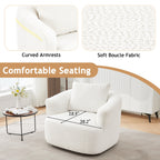 Fauteuil pivotant à 360°, fauteuil d'appoint en bouclette de 38,2 cm avec coussin décoratif, fauteuil-canapé rembourré avec accoudoirs incurvés