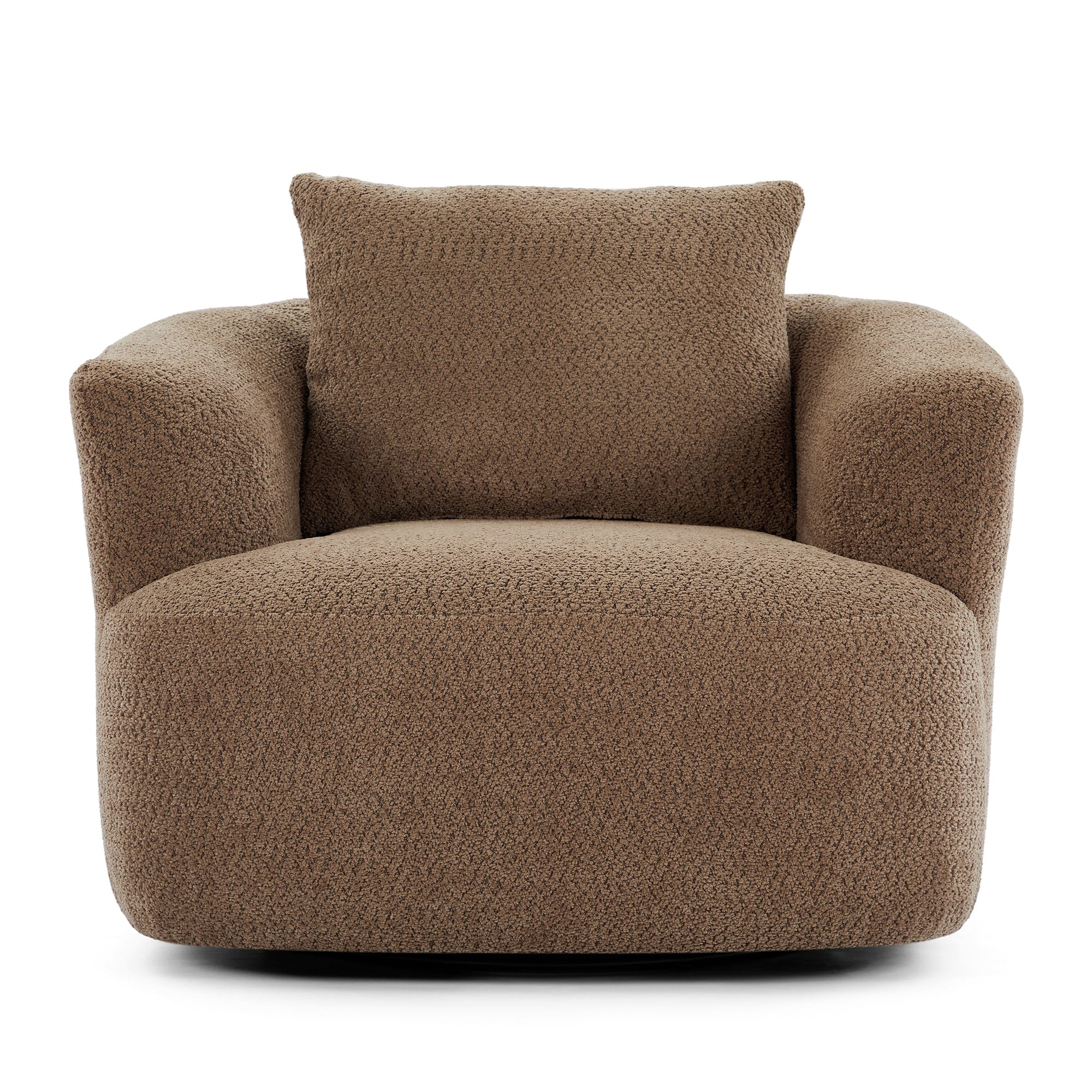 Fauteuil pivotant à 360°, fauteuil d'appoint en bouclette de 38,2 cm avec coussin décoratif, fauteuil-canapé rembourré avec accoudoirs incurvés