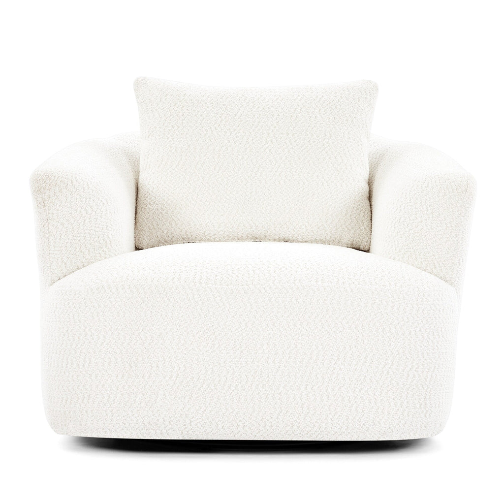 Fauteuil pivotant à 360°, fauteuil d'appoint en bouclette de 38,2 cm avec coussin décoratif, fauteuil-canapé rembourré avec accoudoirs incurvés