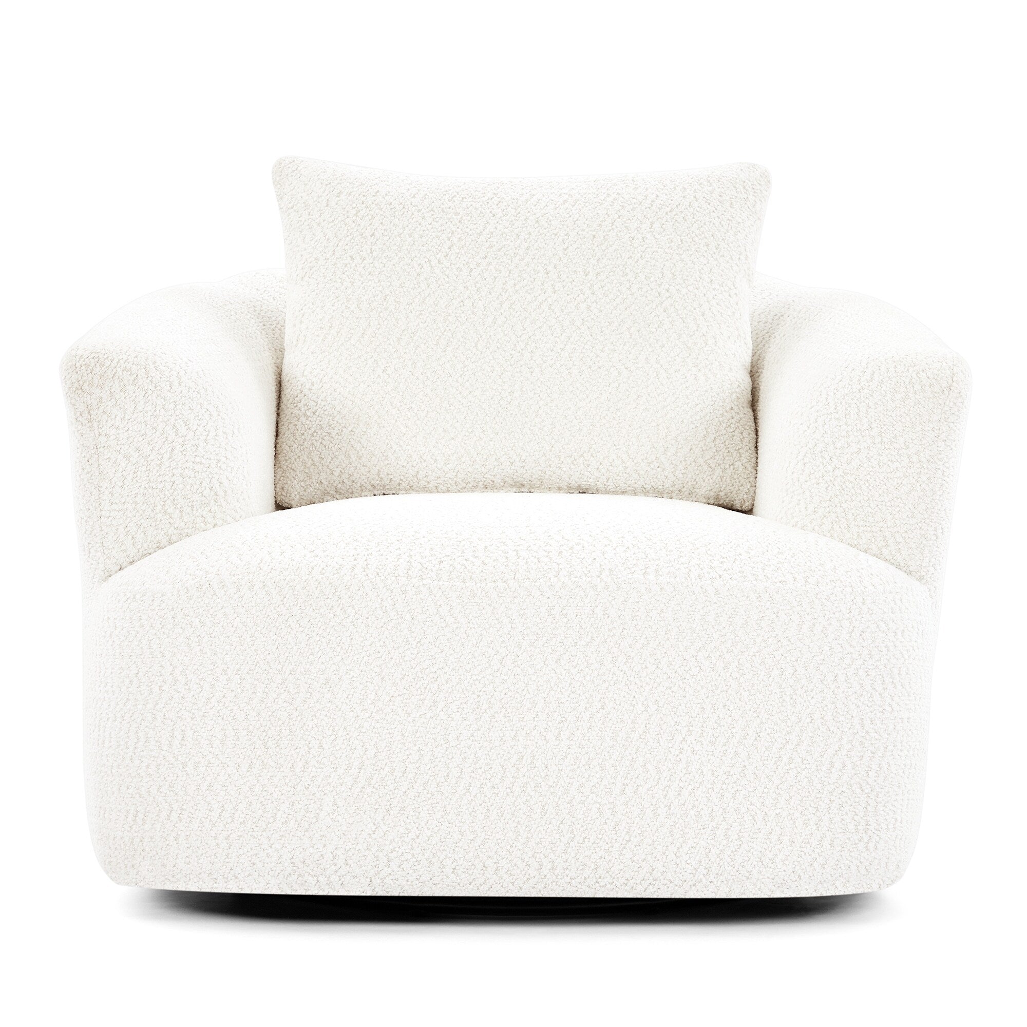 Fauteuil pivotant à 360°, fauteuil d'appoint en bouclette de 38,2 cm avec coussin décoratif, fauteuil-canapé rembourré avec accoudoirs incurvés