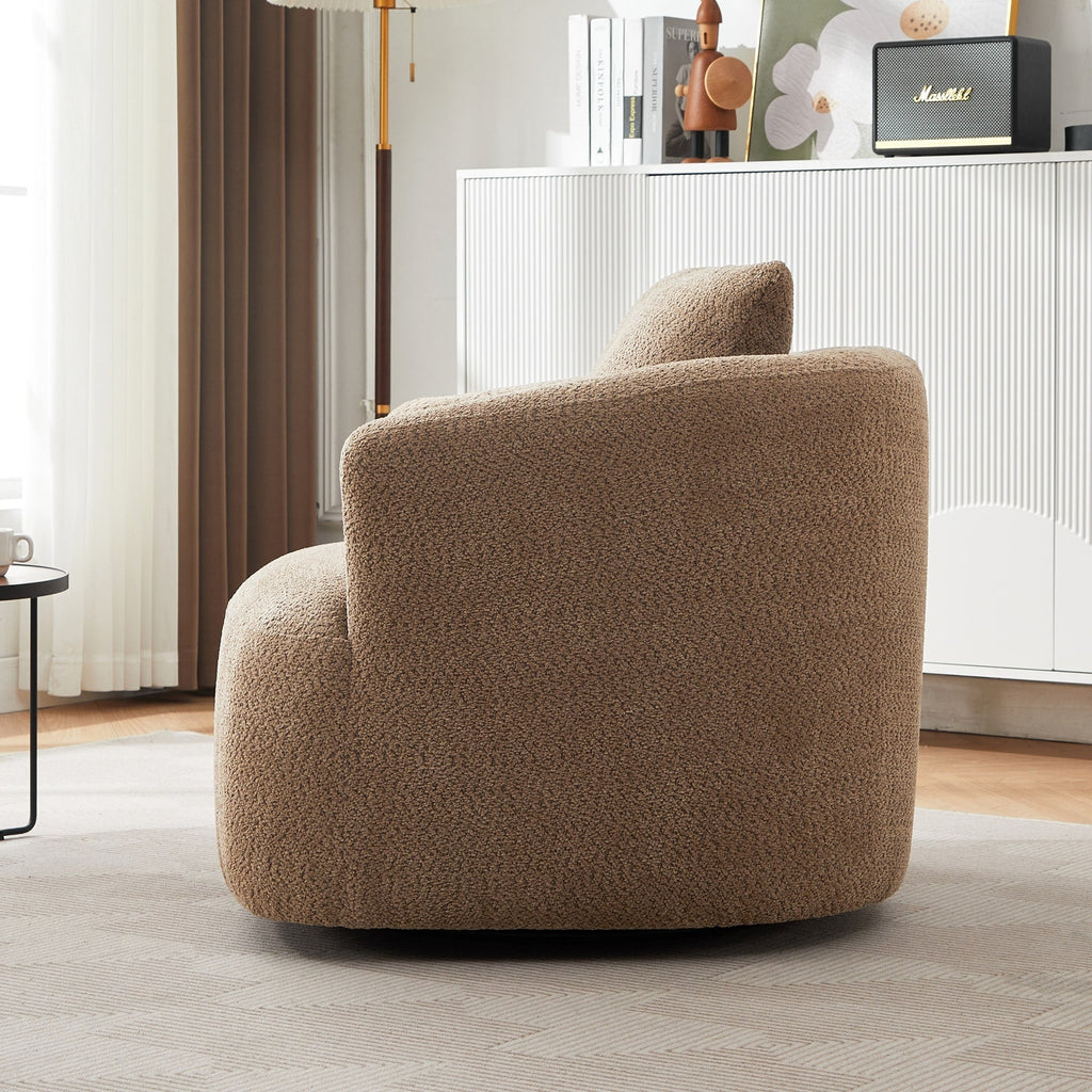 Fauteuil pivotant à 360°, fauteuil d'appoint en bouclette de 38,2 cm avec coussin décoratif, fauteuil-canapé rembourré avec accoudoirs incurvés