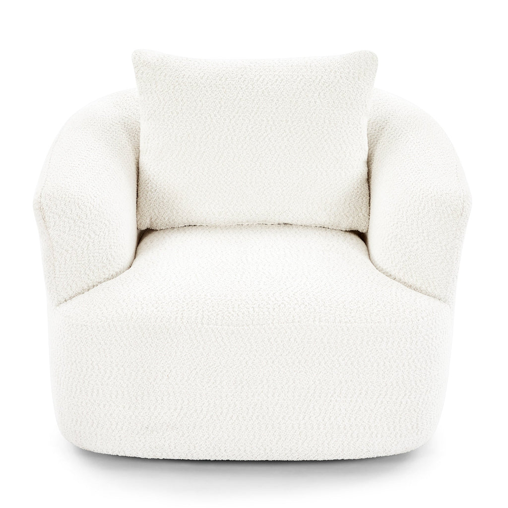 Fauteuil pivotant à 360°, fauteuil d'appoint en bouclette de 38,2 cm avec coussin décoratif, fauteuil-canapé rembourré avec accoudoirs incurvés