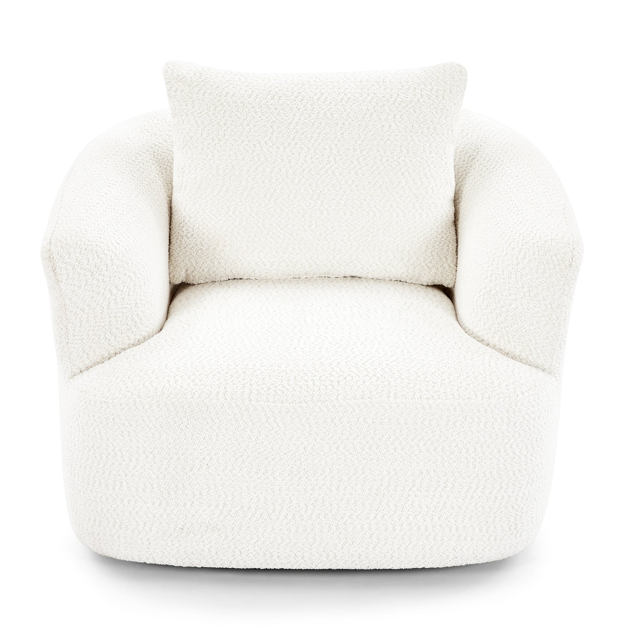 Fauteuil pivotant à 360°, fauteuil d'appoint en bouclette de 38,2 cm avec coussin décoratif, fauteuil-canapé rembourré avec accoudoirs incurvés