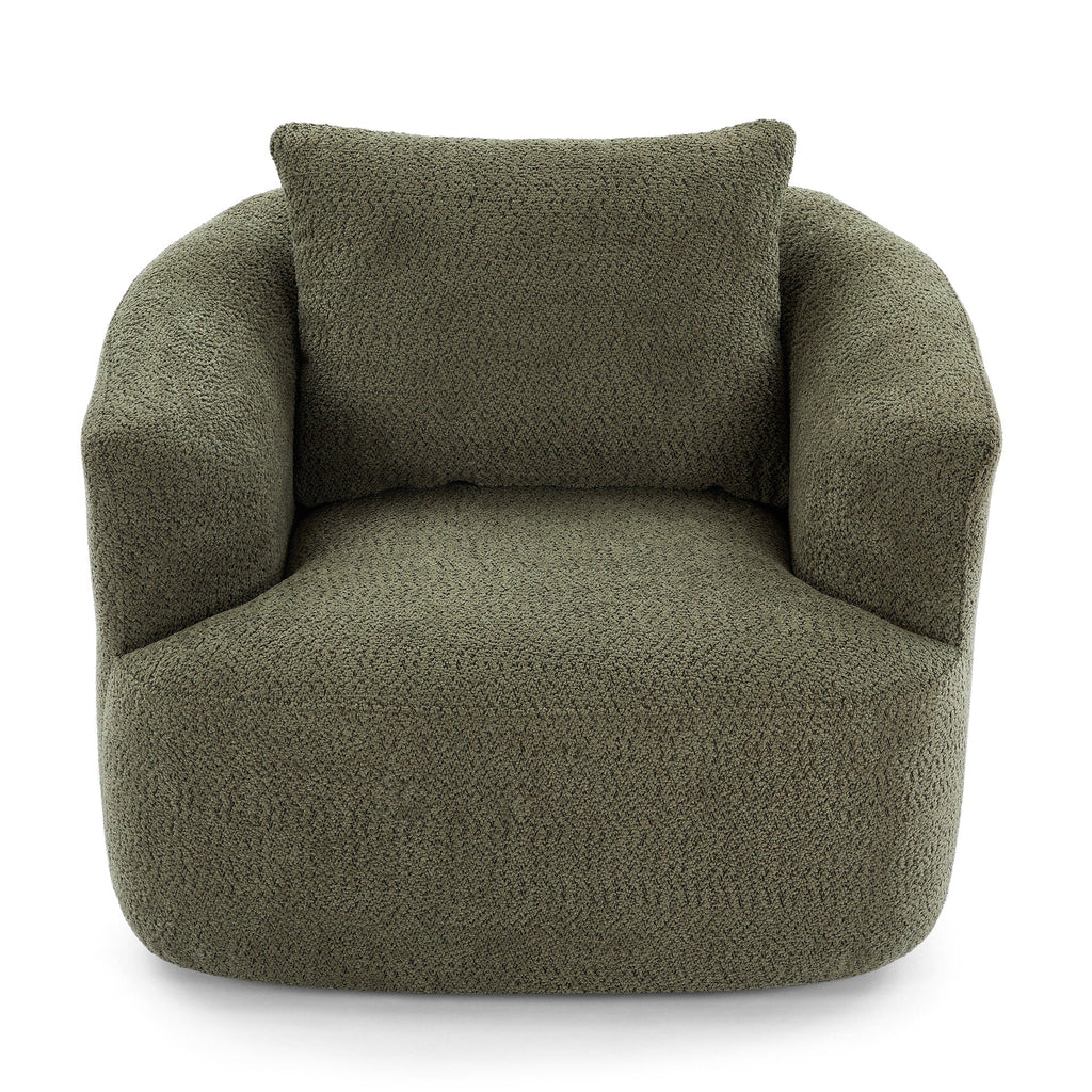 Fauteuil pivotant à 360°, fauteuil d'appoint en bouclette de 38,2 cm avec coussin décoratif, fauteuil-canapé rembourré avec accoudoirs incurvés