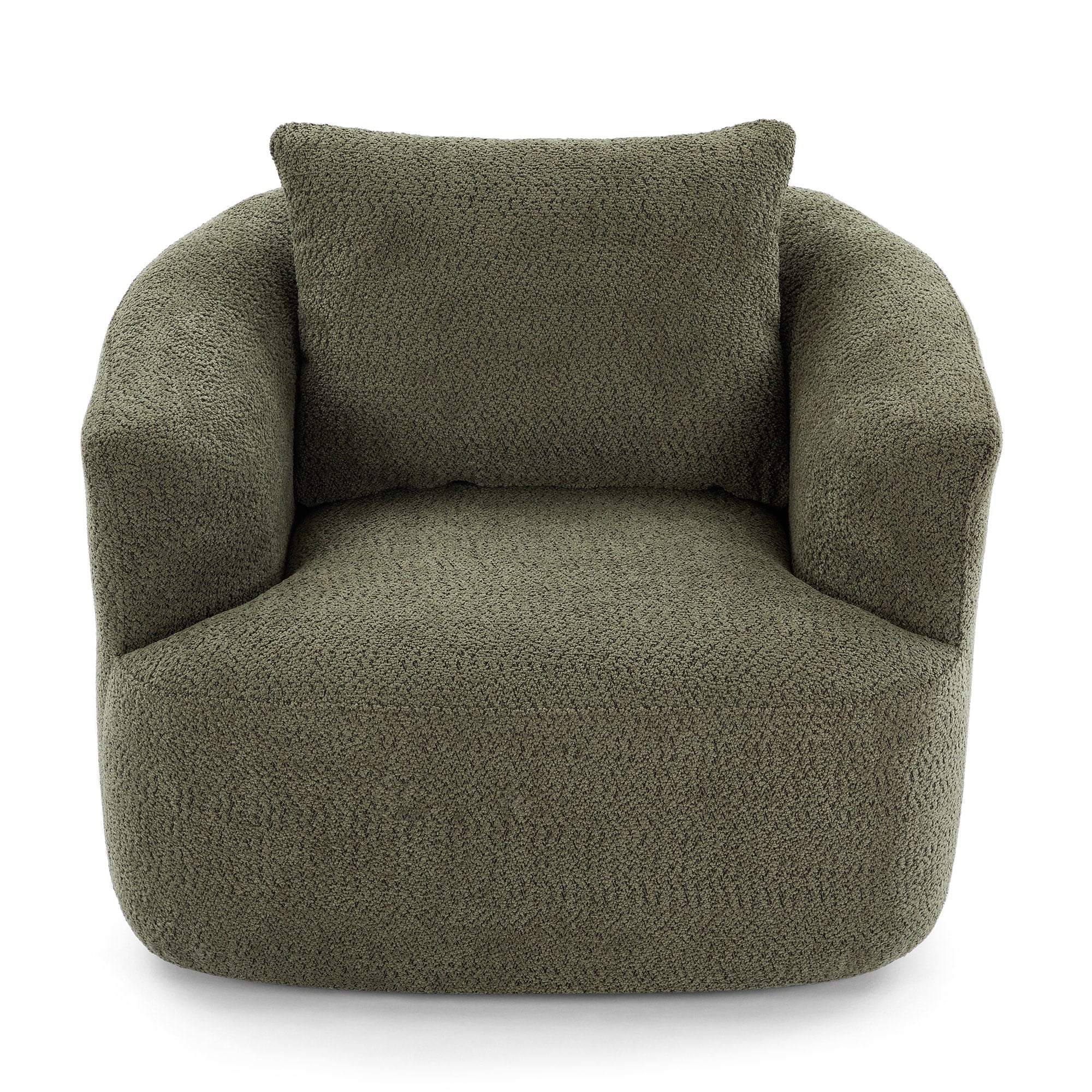 Fauteuil pivotant à 360°, fauteuil d'appoint en bouclette de 38,2 cm avec coussin décoratif, fauteuil-canapé rembourré avec accoudoirs incurvés