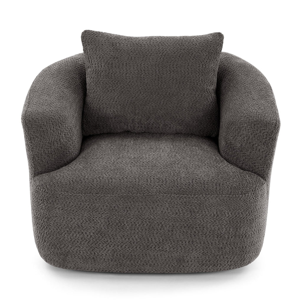 Fauteuil pivotant à 360°, fauteuil d'appoint en bouclette de 38,2 cm avec coussin décoratif, fauteuil-canapé rembourré avec accoudoirs incurvés
