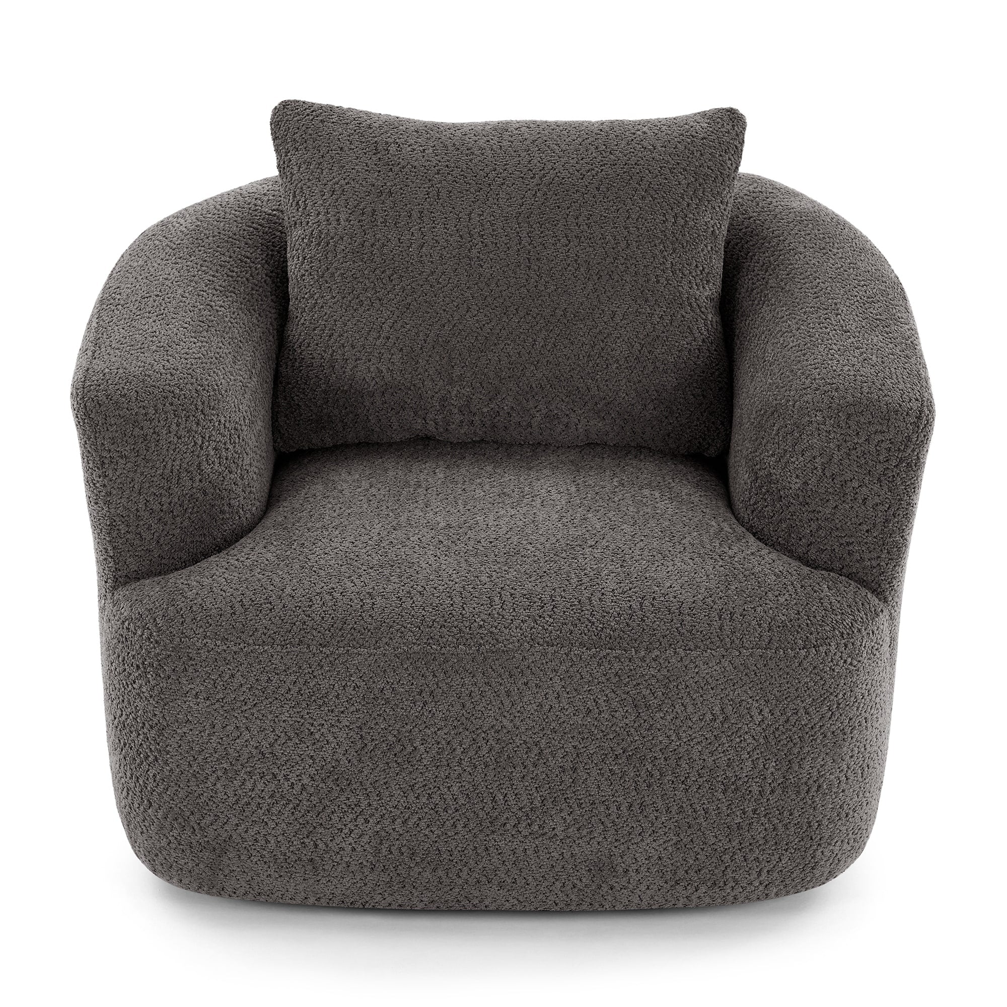 Fauteuil pivotant à 360°, fauteuil d'appoint en bouclette de 38,2 cm avec coussin décoratif, fauteuil-canapé rembourré avec accoudoirs incurvés