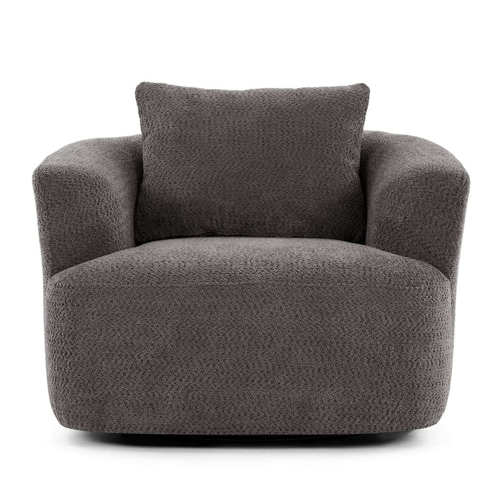 Fauteuil pivotant à 360°, fauteuil d'appoint en bouclette de 38,2 cm avec coussin décoratif, fauteuil-canapé rembourré avec accoudoirs incurvés