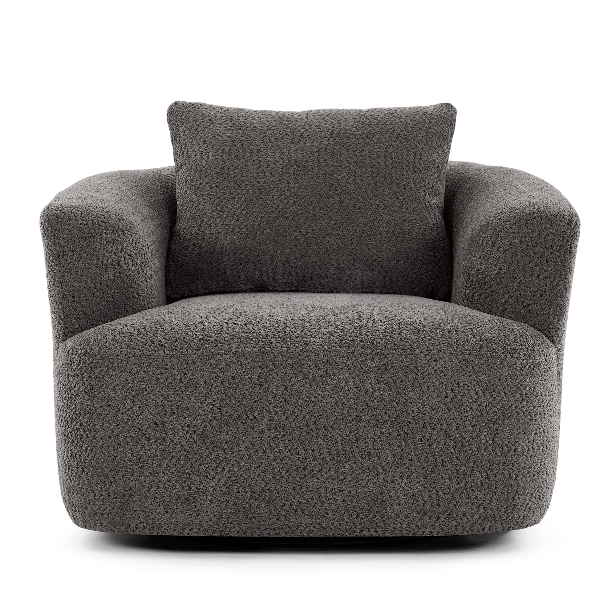Fauteuil pivotant à 360°, fauteuil d'appoint en bouclette de 38,2 cm avec coussin décoratif, fauteuil-canapé rembourré avec accoudoirs incurvés