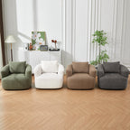 Fauteuil pivotant à 360°, fauteuil d'appoint en bouclette de 38,2 cm avec coussin décoratif, fauteuil-canapé rembourré avec accoudoirs incurvés