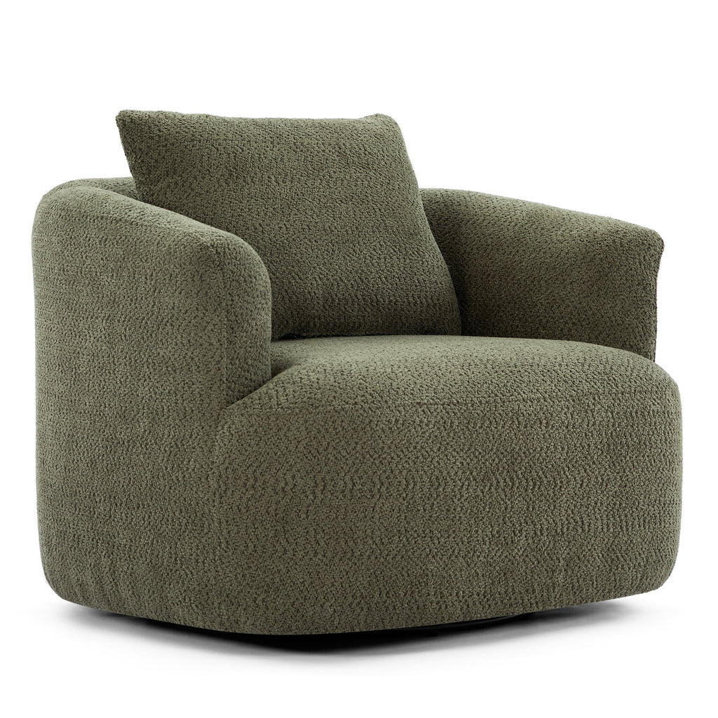 Fauteuil pivotant à 360°, fauteuil d'appoint en bouclette de 38,2 cm avec coussin décoratif, fauteuil-canapé rembourré avec accoudoirs incurvés